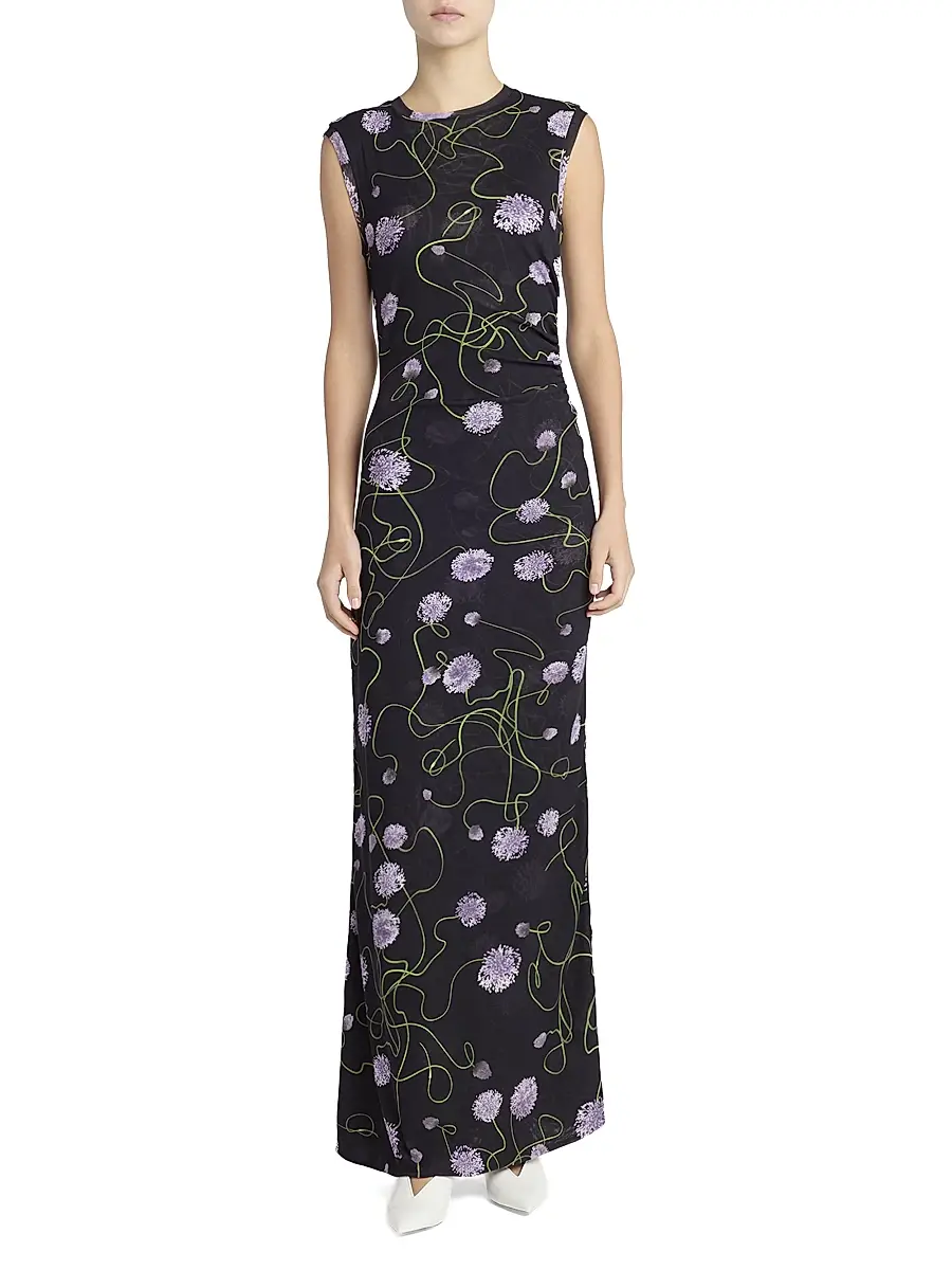 Stella McCartney Women's Twisted Floral Mesh Maxi Dress | Thumbnail 3