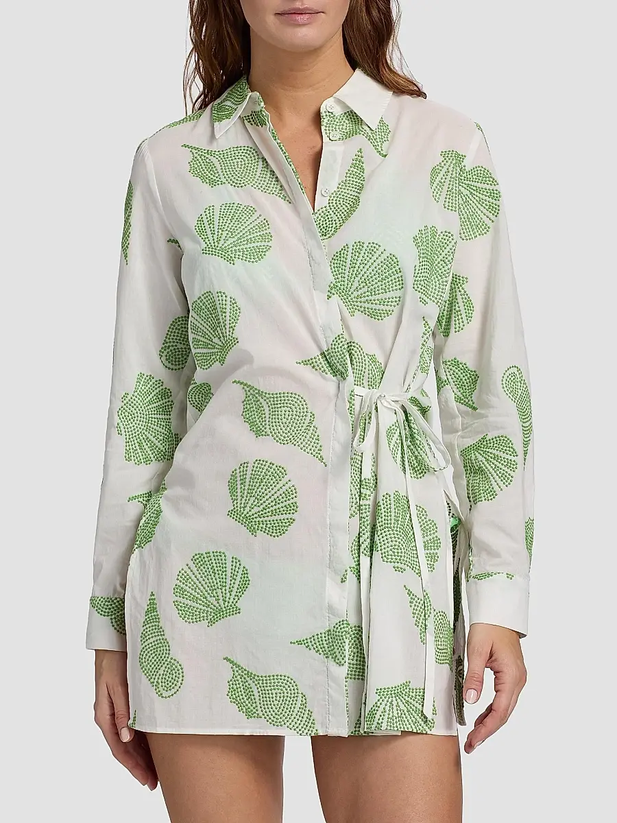 Milly Women's Cleo Embroidered Cotton Cover-Up Minidress | Thumbnail 3 Milly Women's Cleo Embroidered Cotton Cover-Up Minidress | Thumbnail 3