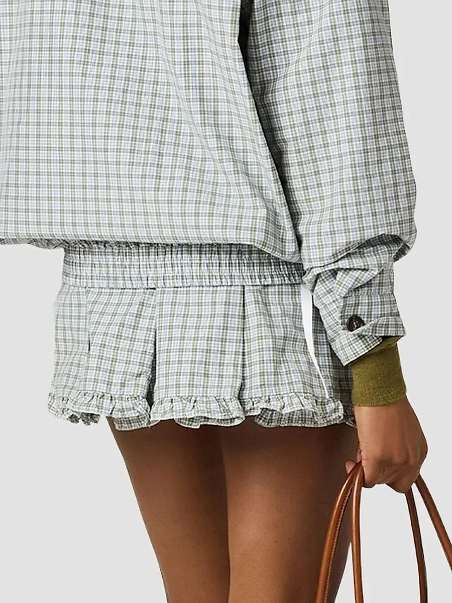 Miu Miu Women's Pleated Check Mini Skirt | Thumbnail 4 Miu Miu Women's Pleated Check Mini Skirt | Thumbnail 4