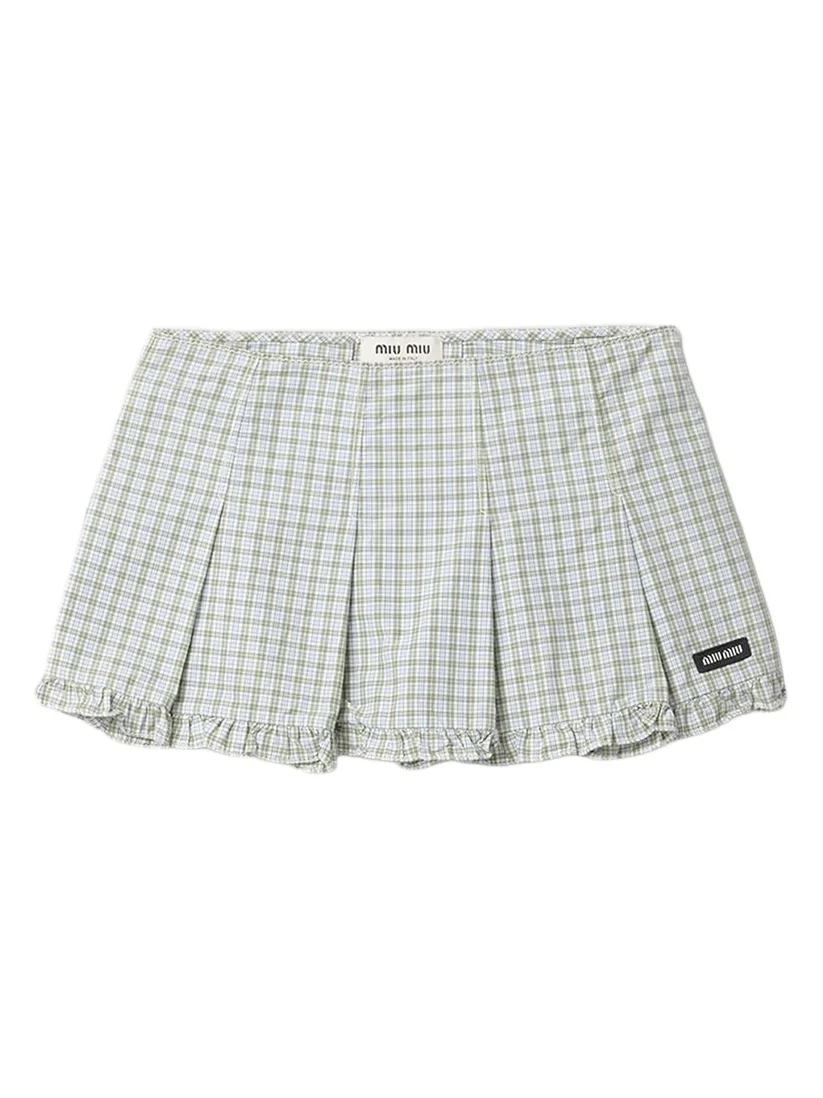 Miu Miu Women's Pleated Check Mini Skirt