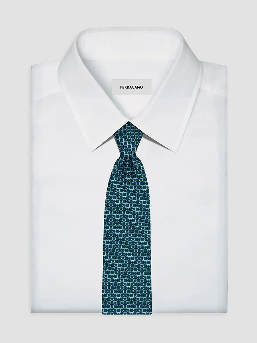 Ferragamo Men's Interlocking Gancini Silk Tie | Thumbnail 2 Ferragamo Men's Interlocking Gancini Silk Tie | Thumbnail 2