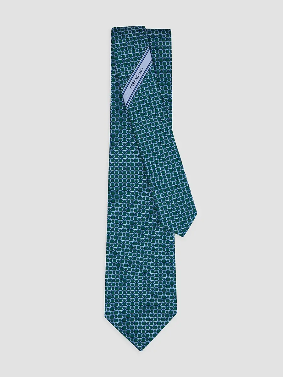Ferragamo Men's Interlocking Gancini Silk Tie | Thumbnail 3 Ferragamo Men's Interlocking Gancini Silk Tie | Thumbnail 3