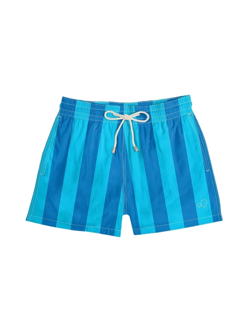 Men's Beach House Striped Drawstring Regular-Fit Swim Shorts