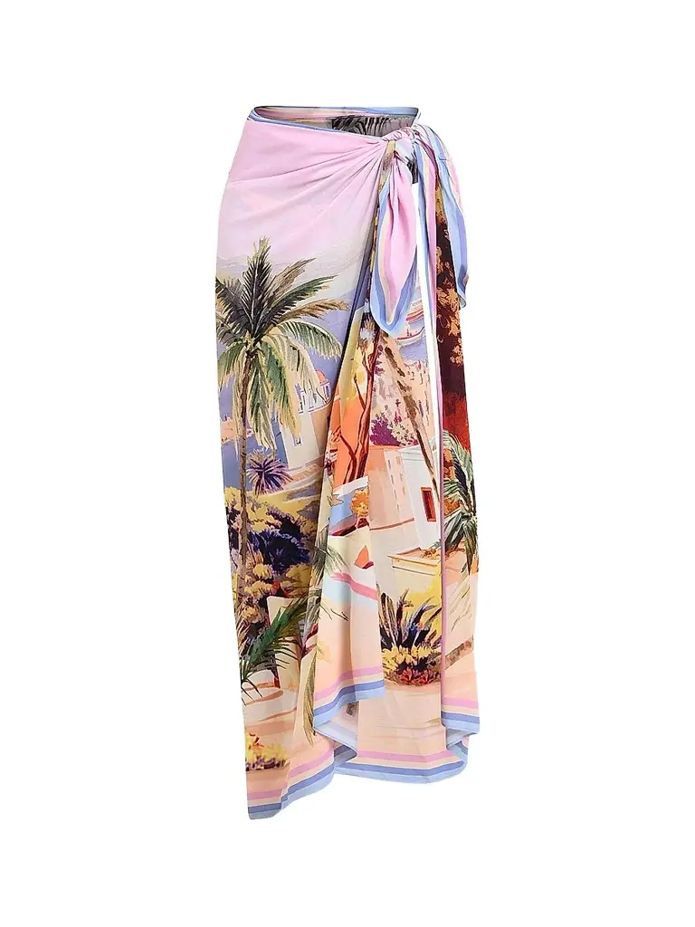 L'Agence Women's Maribel Postcard-Print Long Pareo