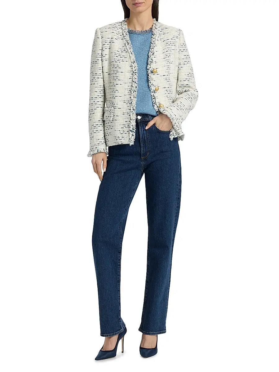 Kobi Halperin Women's Saphire Frayed-Trim Tweed Jacket | Thumbnail 2 Kobi Halperin Women's Saphire Frayed-Trim Tweed Jacket | Thumbnail 2