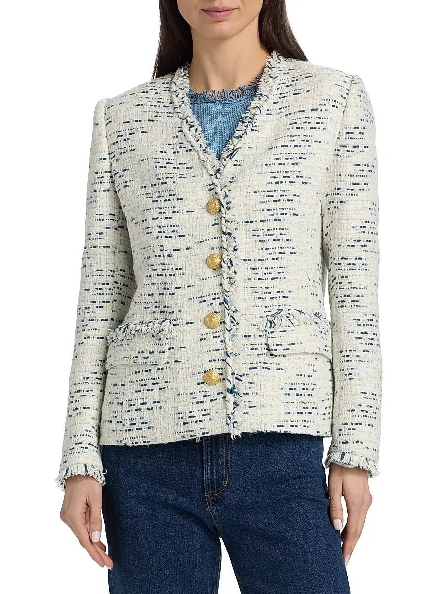 Kobi Halperin Women's Saphire Frayed-Trim Tweed Jacket | Thumbnail 3 Kobi Halperin Women's Saphire Frayed-Trim Tweed Jacket | Thumbnail 3
