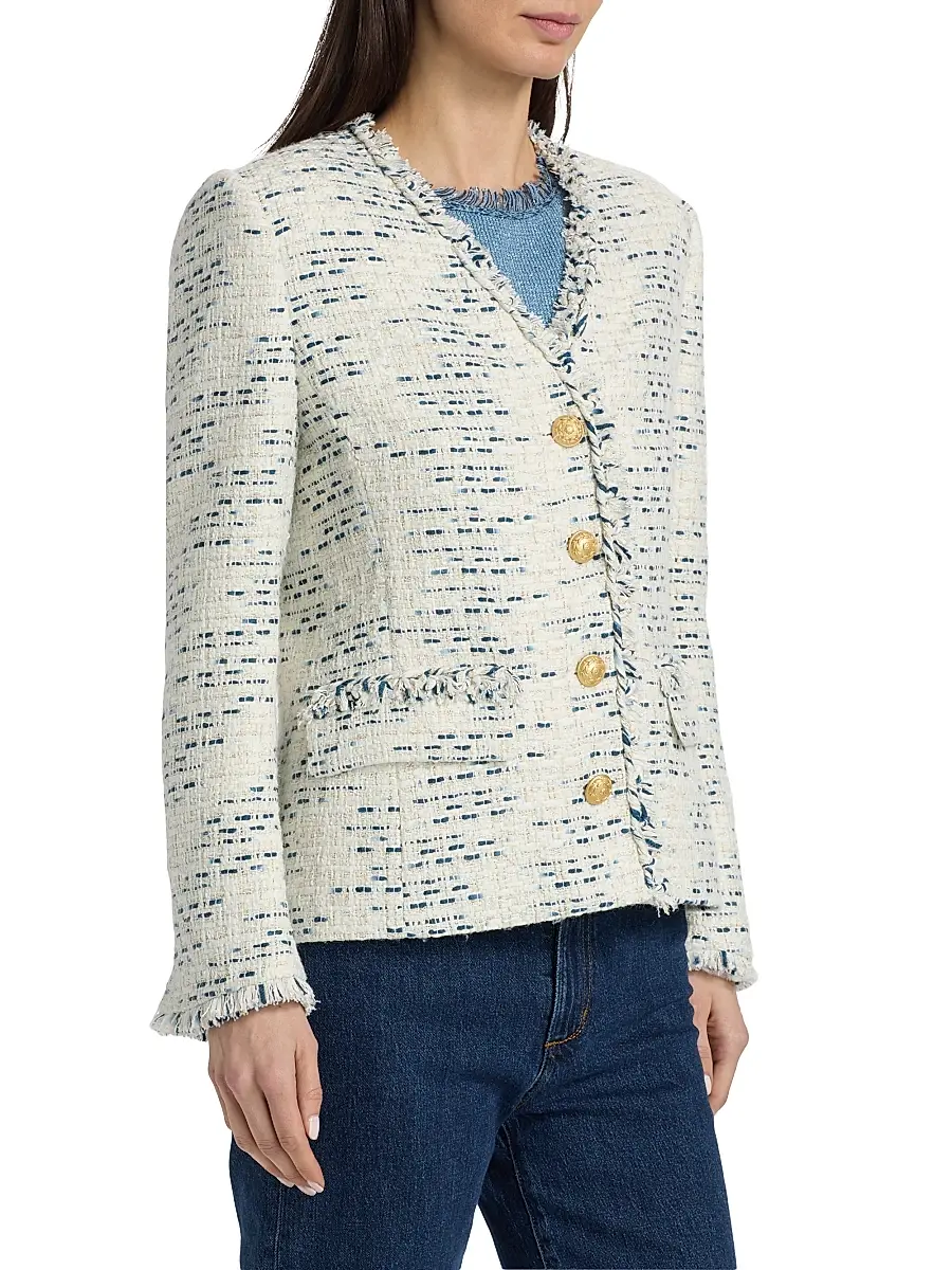 Kobi Halperin Women's Saphire Frayed-Trim Tweed Jacket | Thumbnail 4 Kobi Halperin Women's Saphire Frayed-Trim Tweed Jacket | Thumbnail 4