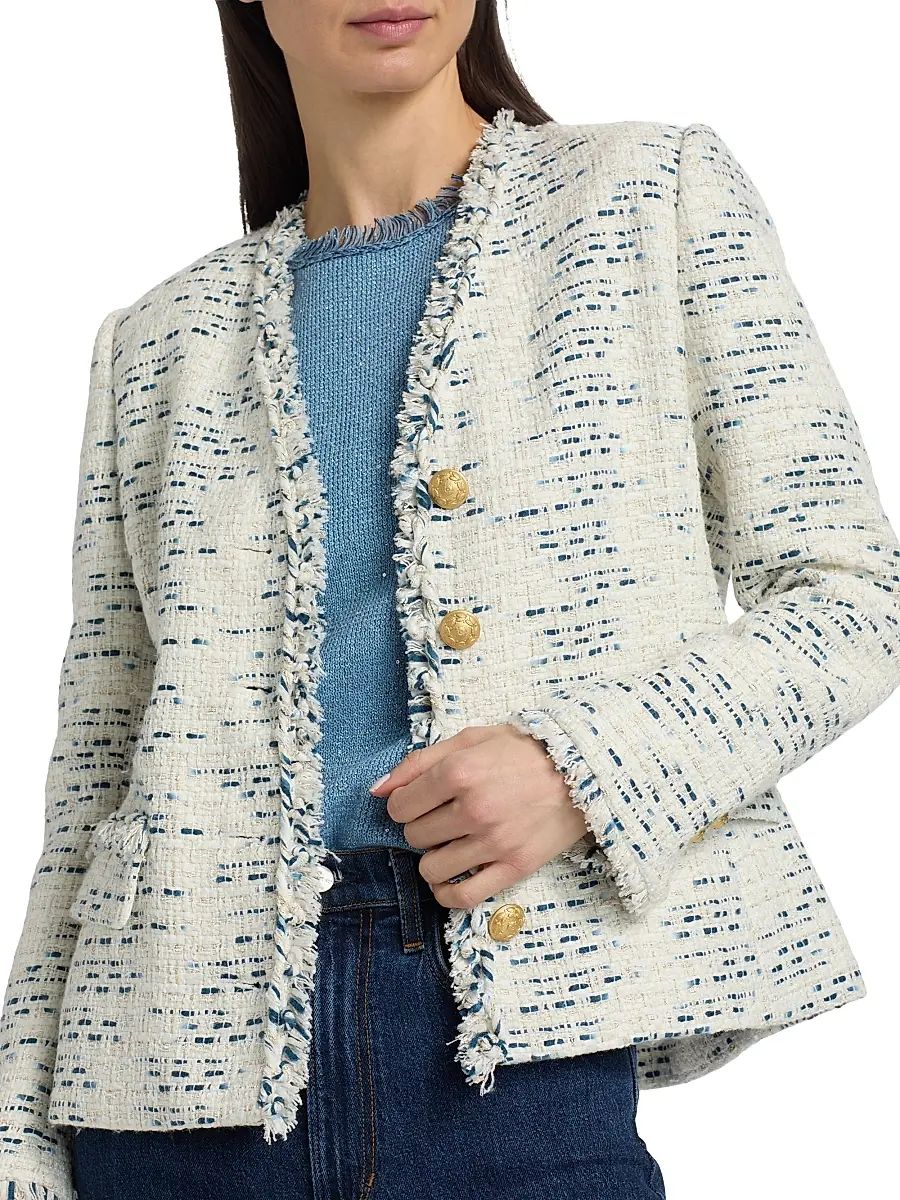Kobi Halperin Women's Saphire Frayed-Trim Tweed Jacket | Thumbnail 6 Kobi Halperin Women's Saphire Frayed-Trim Tweed Jacket | Thumbnail 6