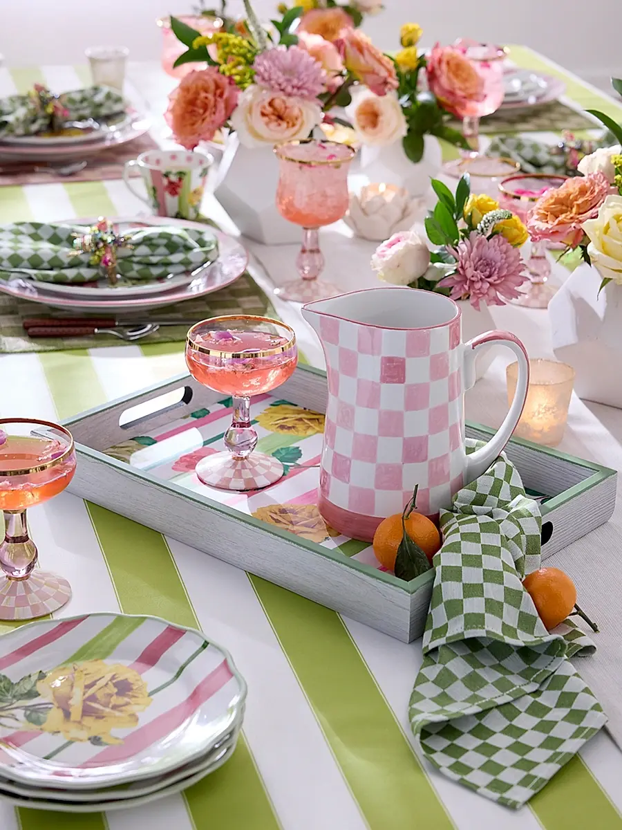 MacKenzie-Childs Rosy Check Coupe Glass | Thumbnail 5 MacKenzie-Childs Rosy Check Coupe Glass | Thumbnail 5