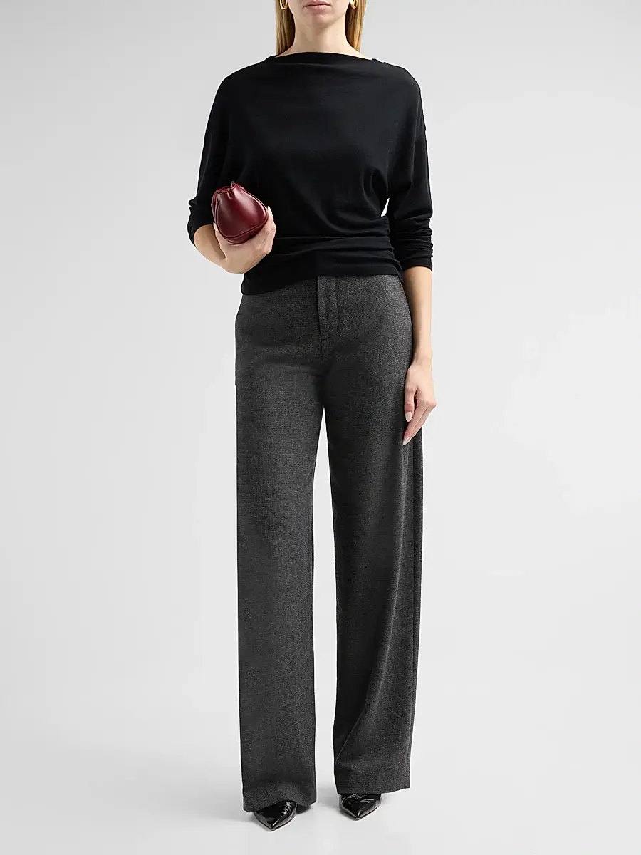 Vince Women's Ruched Wool-Blend Long-Sleeve Top | Thumbnail 2 Vince Women's Ruched Wool-Blend Long-Sleeve Top | Thumbnail 2
