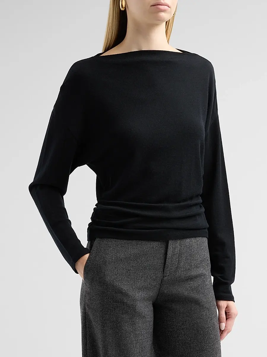 Vince Women's Ruched Wool-Blend Long-Sleeve Top | Thumbnail 4 Vince Women's Ruched Wool-Blend Long-Sleeve Top | Thumbnail 4