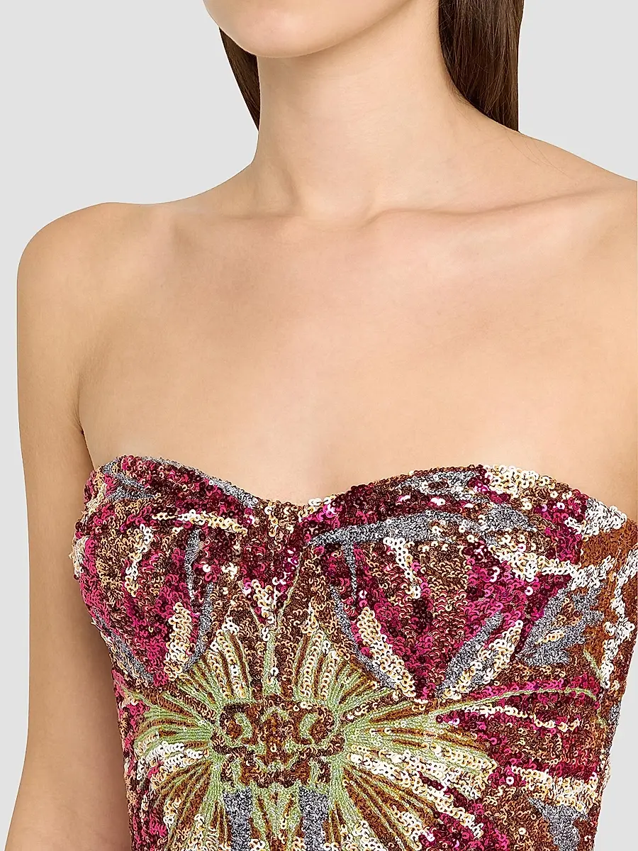 Bronx and Banco Women's Dahlia Floral-Sequined Strapless Gown | Thumbnail 5