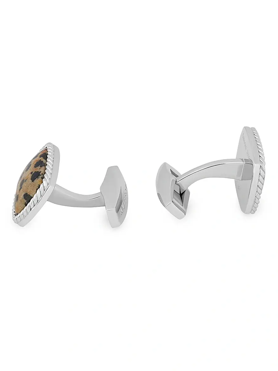 Tateossian Men's Dalmation Jasper & Sterling Silver Cufflinks | Thumbnail 2
