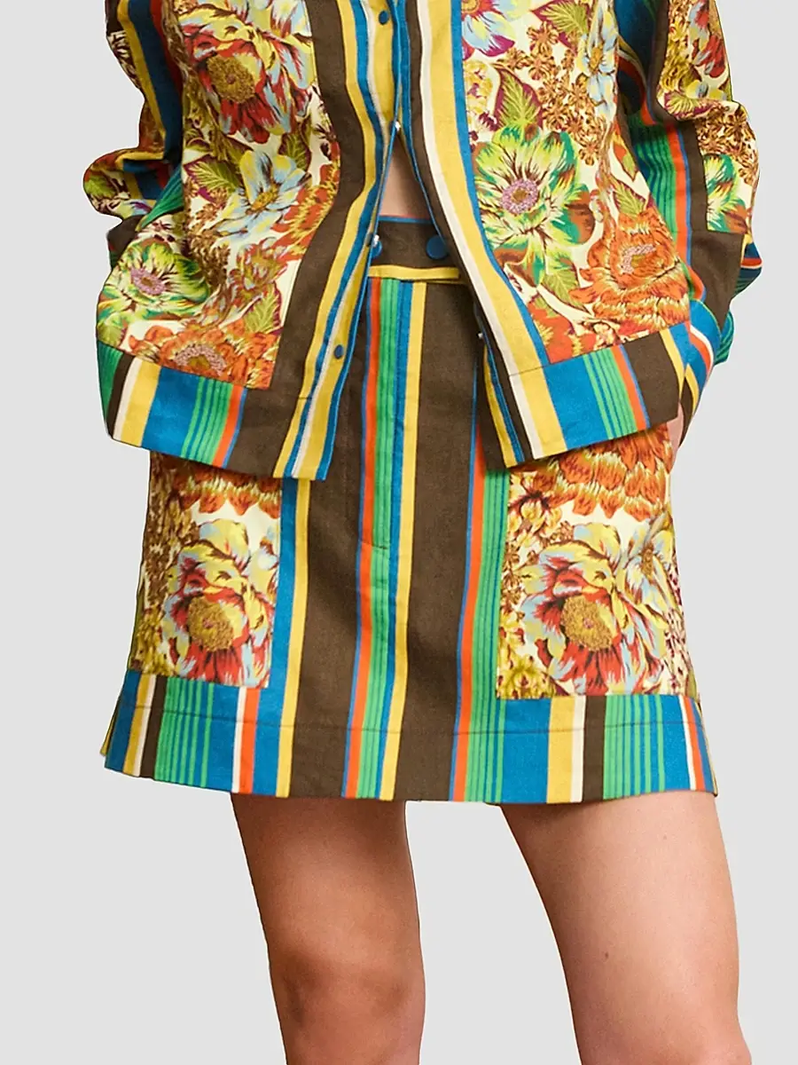 ALÉMAIS Women's Charlie Graphic Linen Miniskirt | Thumbnail 3