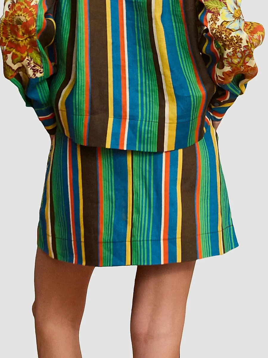 ALÉMAIS Women's Charlie Graphic Linen Miniskirt | Thumbnail 5
