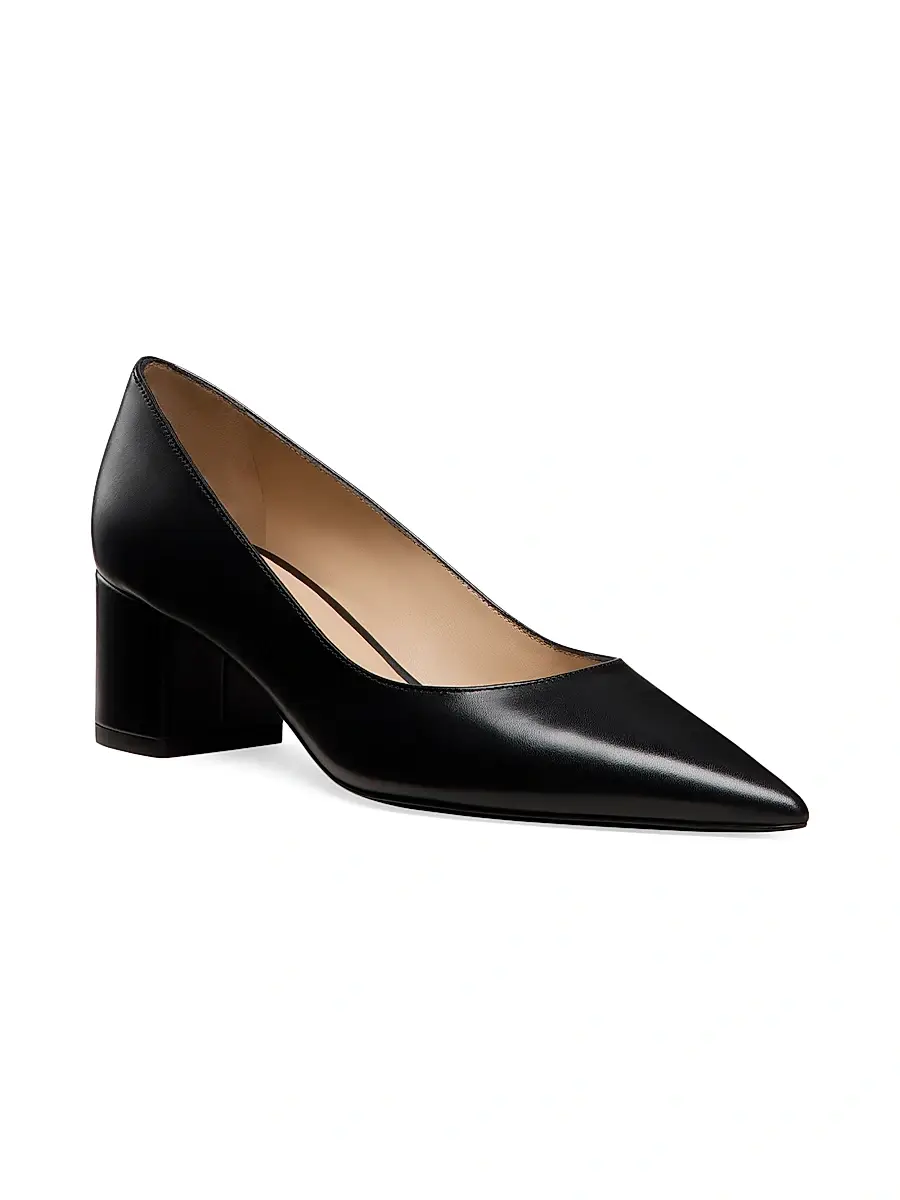 Stuart Weitzman Women's Power 50MM Leather Block-Heel Pumps | Thumbnail 2 Stuart Weitzman Women's Power 50MM Leather Block-Heel Pumps | Thumbnail 2