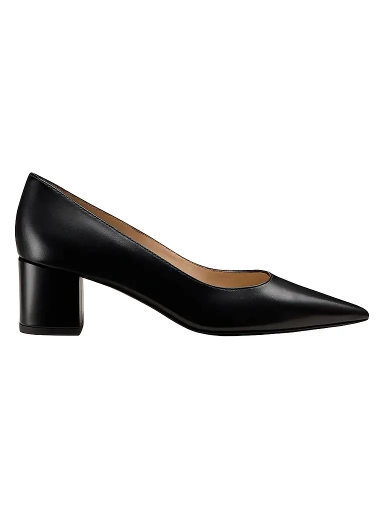 Stuart Weitzman Women's Power 50MM Leather Block-Heel Pumps