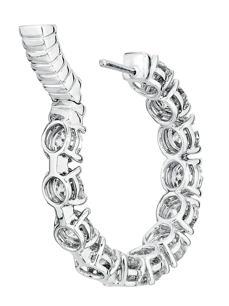 Diamonds at Saks Fifth Avenue Women's 18K White Gold & 7.62 TCW Diamond Hoop Earrings | Thumbnail 3 Diamonds at Saks Fifth Avenue Women's 18K White Gold & 7.62 TCW Diamond Hoop Earrings | Thumbnail 3