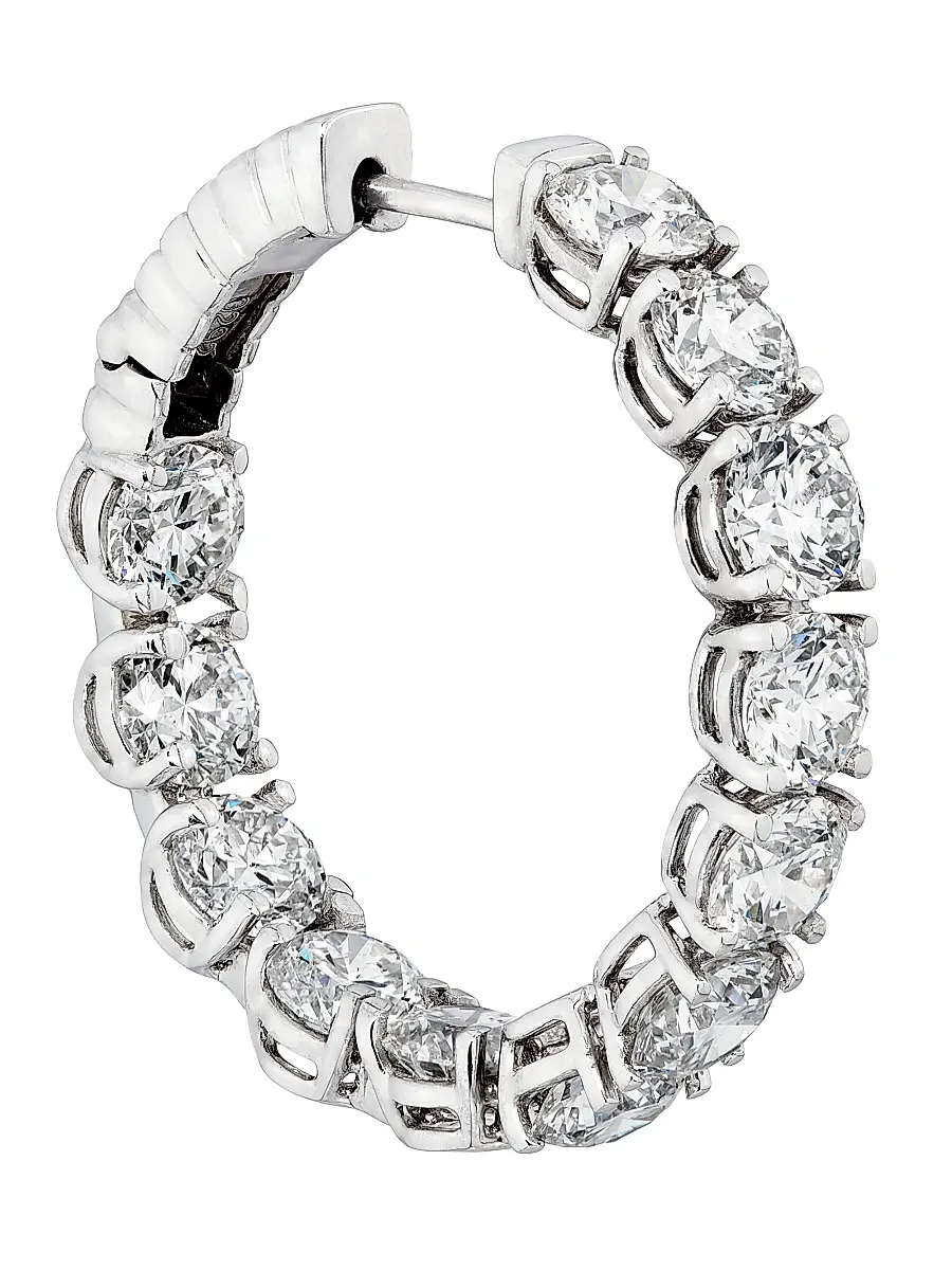 Diamonds at Saks Fifth Avenue Women's 18K White Gold & 7.62 TCW Diamond Hoop Earrings | Thumbnail 4 Diamonds at Saks Fifth Avenue Women's 18K White Gold & 7.62 TCW Diamond Hoop Earrings | Thumbnail 4