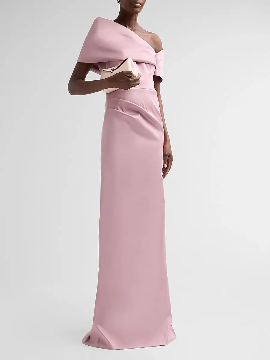 Teri Jon by Rickie Freeman Women's Asymmetrical Stretch Mikado Off-The-Shoulder Gown | Thumbnail 4 Teri Jon by Rickie Freeman Women's Asymmetrical Stretch Mikado Off-The-Shoulder Gown | Thumbnail 4