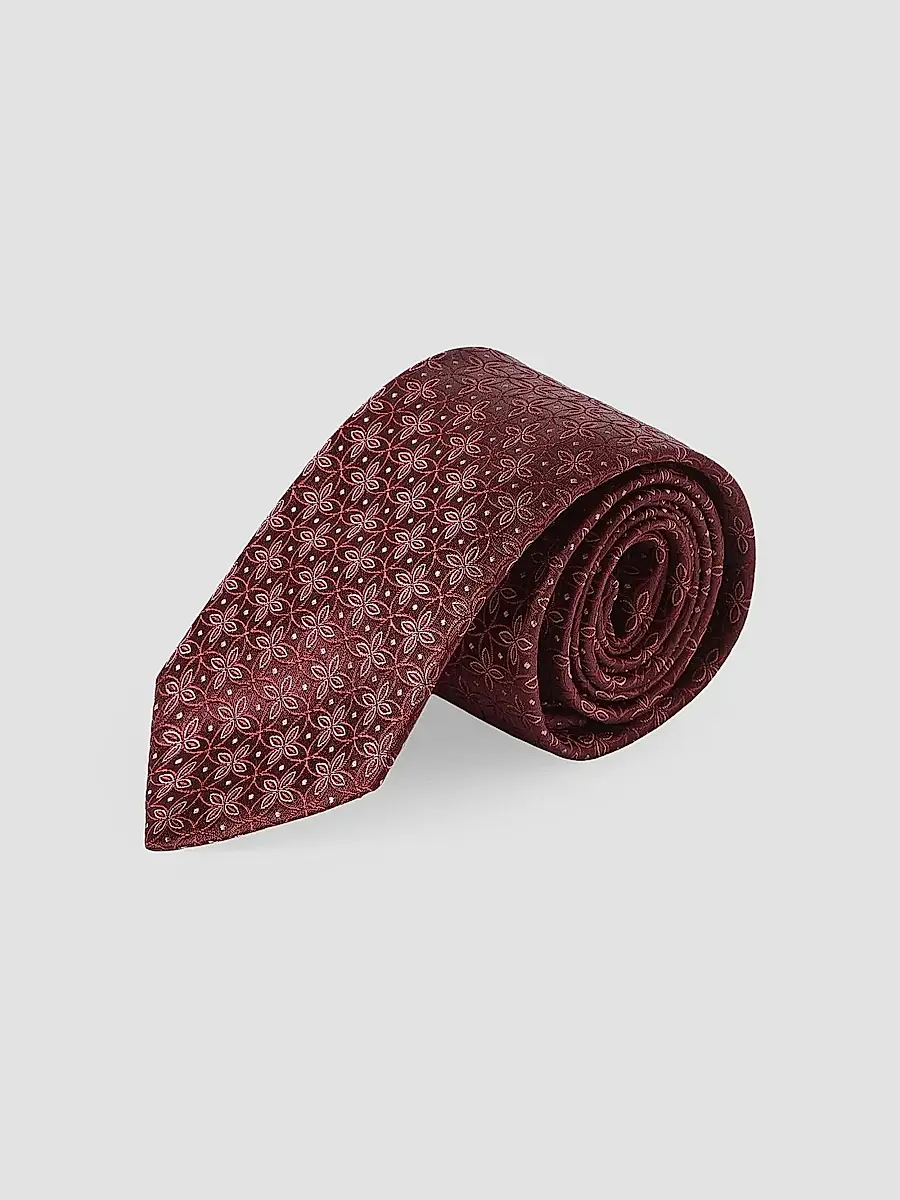 Brunello Cucinelli Men's Silk Tie with Geometric Floral Pattern | Thumbnail 3 Brunello Cucinelli Men's Silk Tie with Geometric Floral Pattern | Thumbnail 3