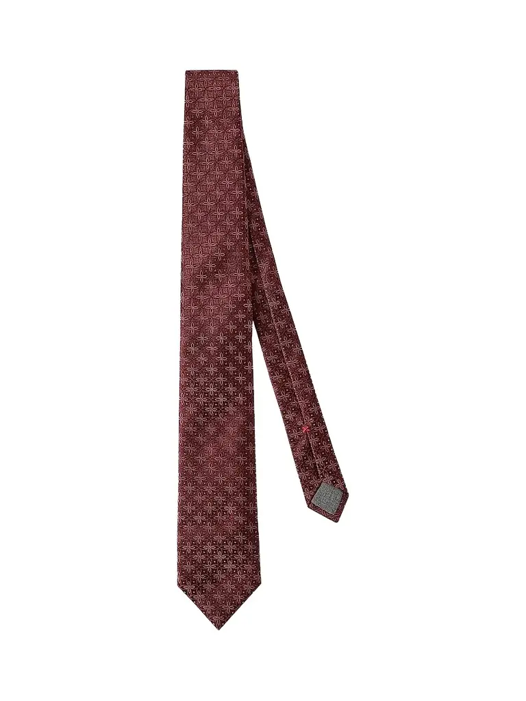 Brunello Cucinelli Men's Silk Tie with Geometric Floral Pattern