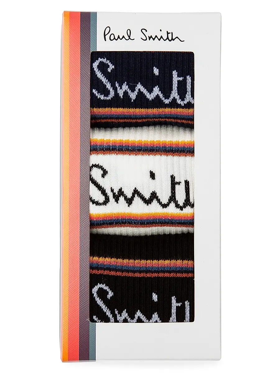 Paul Smith Men's 3-Pair Cotton-Blend Logo Socks | Thumbnail 4 Paul Smith Men's 3-Pair Cotton-Blend Logo Socks | Thumbnail 4