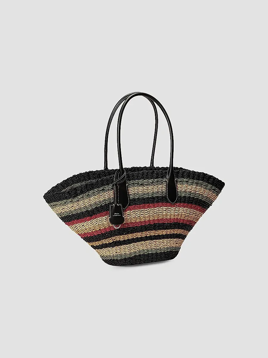 Polo Ralph Lauren Women's Bellport Striped Raffia Tote Bag | Thumbnail 4 Polo Ralph Lauren Women's Bellport Striped Raffia Tote Bag | Thumbnail 4