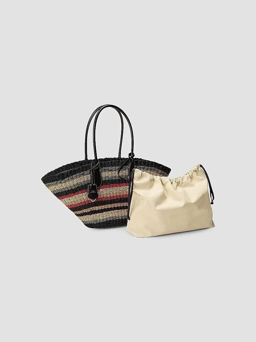 Polo Ralph Lauren Women's Bellport Striped Raffia Tote Bag | Thumbnail 5 Polo Ralph Lauren Women's Bellport Striped Raffia Tote Bag | Thumbnail 5