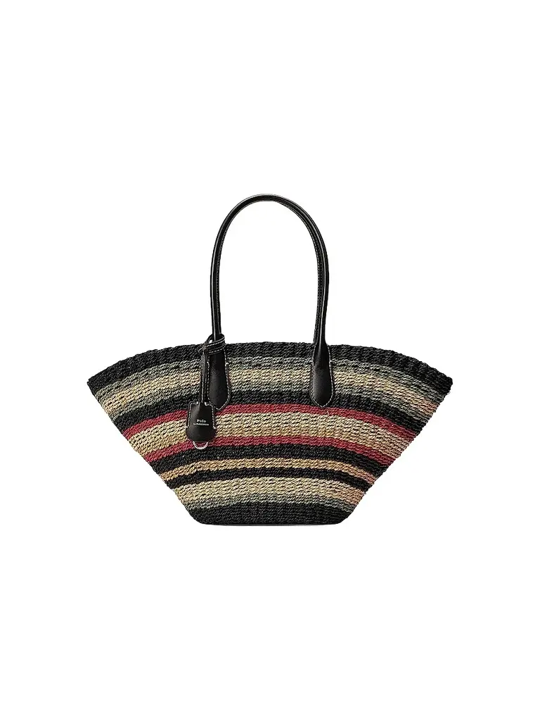 Polo Ralph Lauren Women's Bellport Striped Raffia Tote Bag
