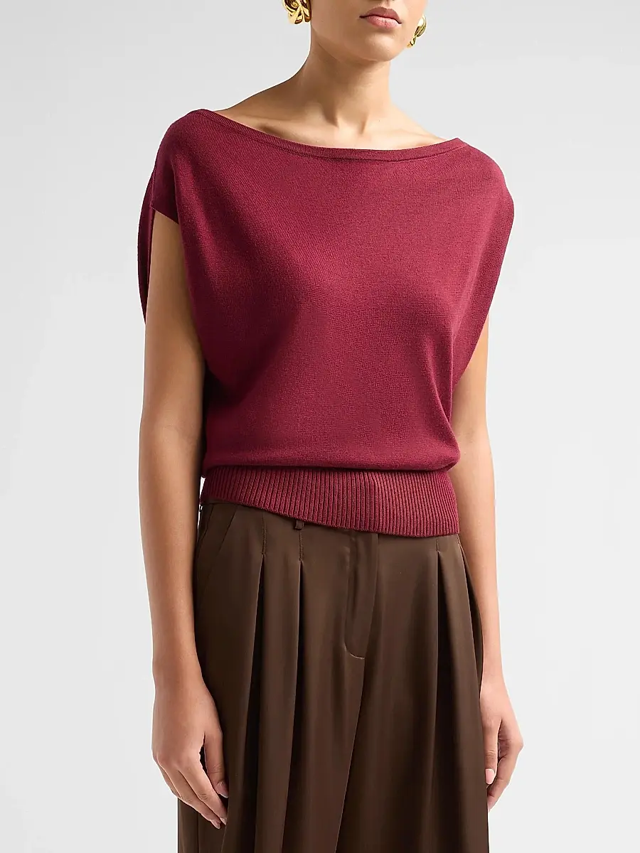 Ramy Brook Women's Chet Wool Boatneck Sweater | Thumbnail 4