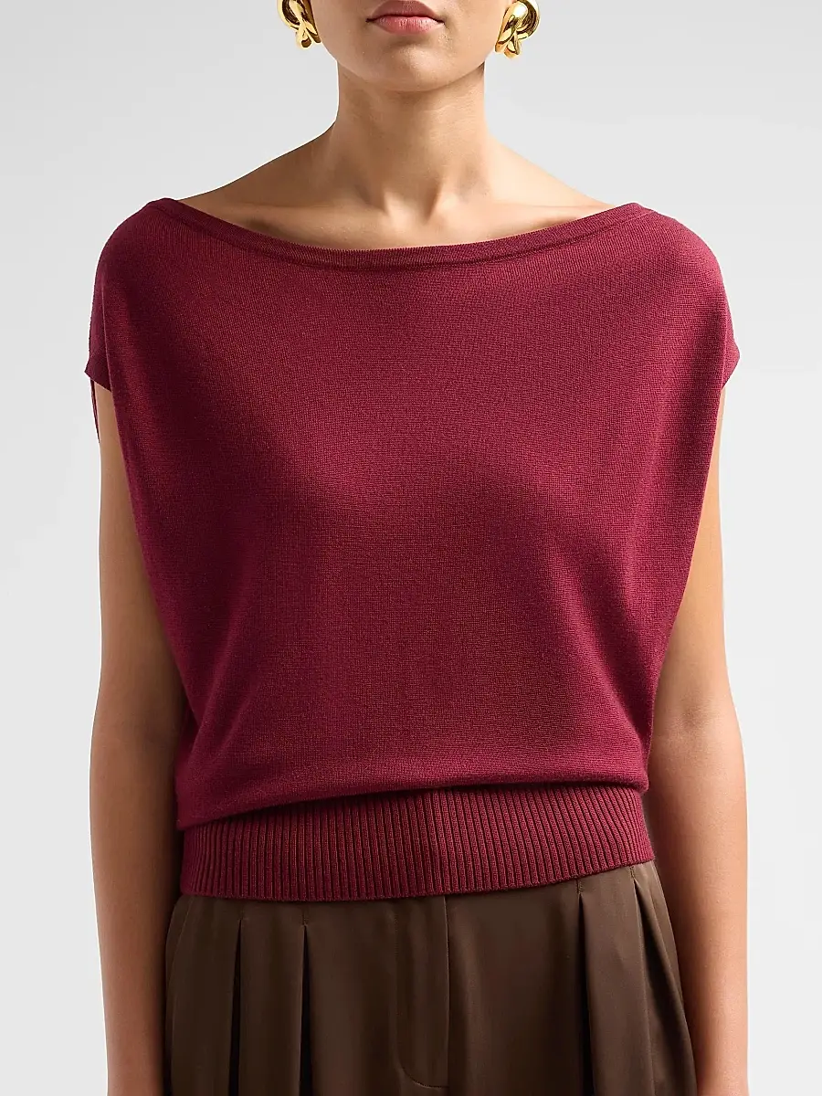 Ramy Brook Women's Chet Wool Boatneck Sweater | Thumbnail 5