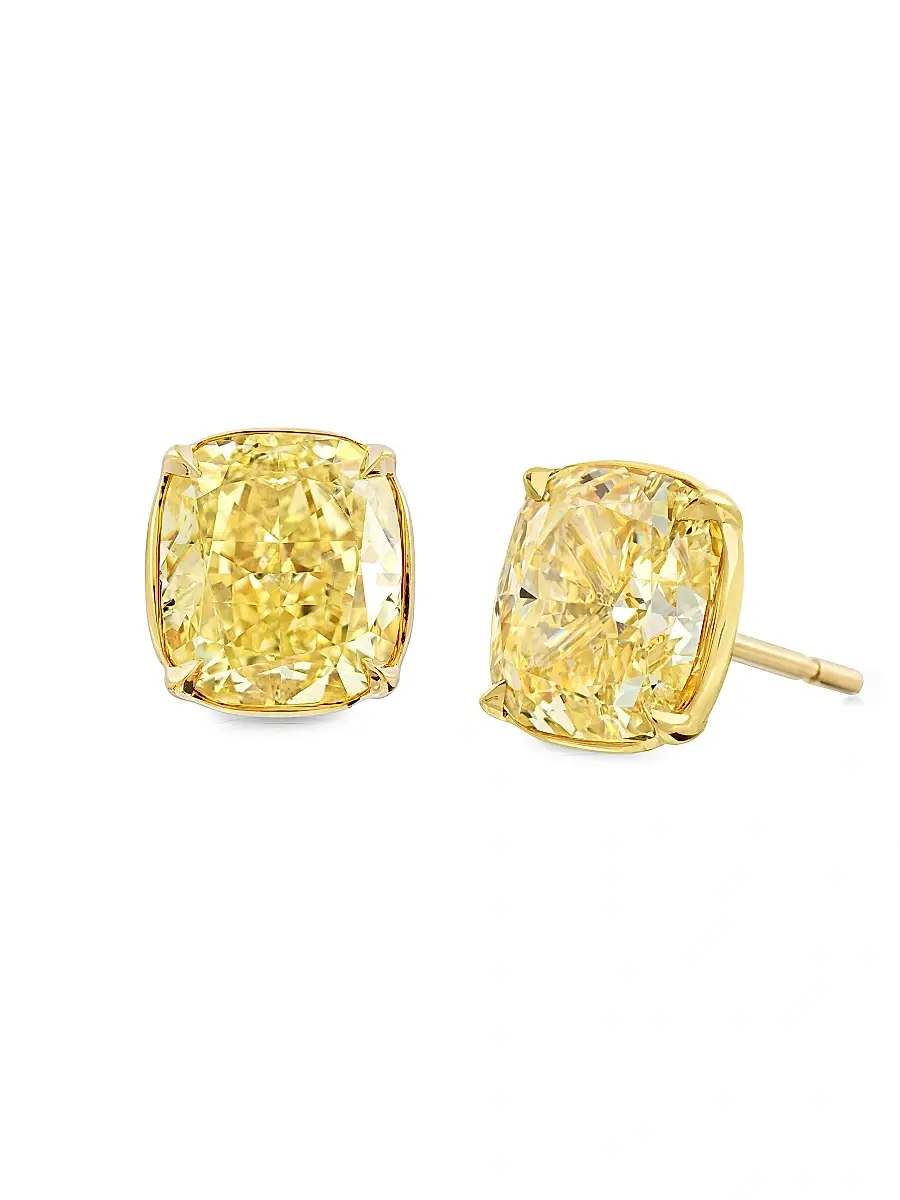 Diamonds at Saks Fifth Avenue Women's 18K Yellow Gold & 6.03 TCW Yellow Diamond Stud Earrings | Thumbnail 2