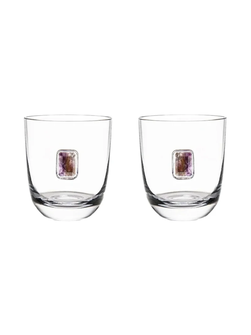 Anna New York Elevo 2-Piece Smoke Agate Double Old-Fashioned Glass Set