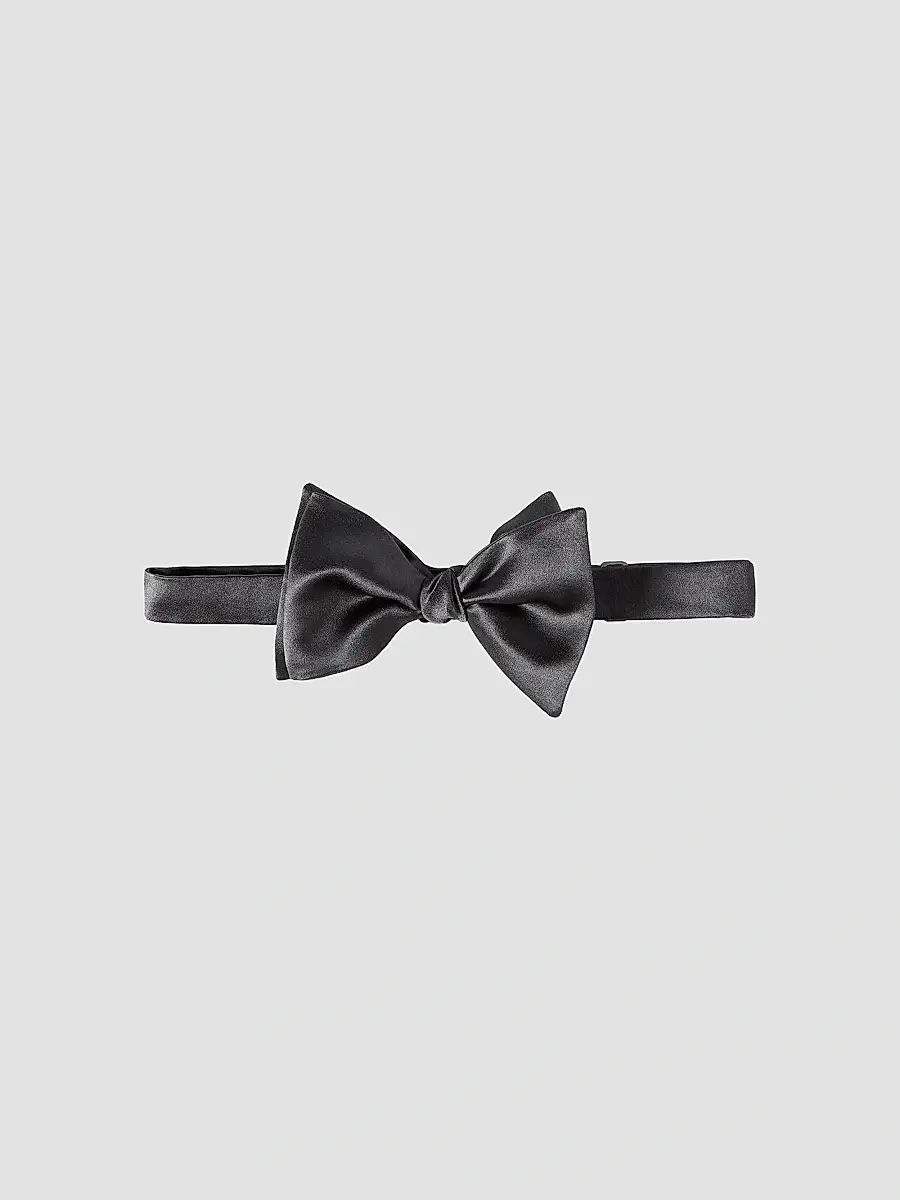 Brunello Cucinelli Men's Cotton and Silk Satin Bow Tie | Thumbnail 2 Brunello Cucinelli Men's Cotton and Silk Satin Bow Tie | Thumbnail 2
