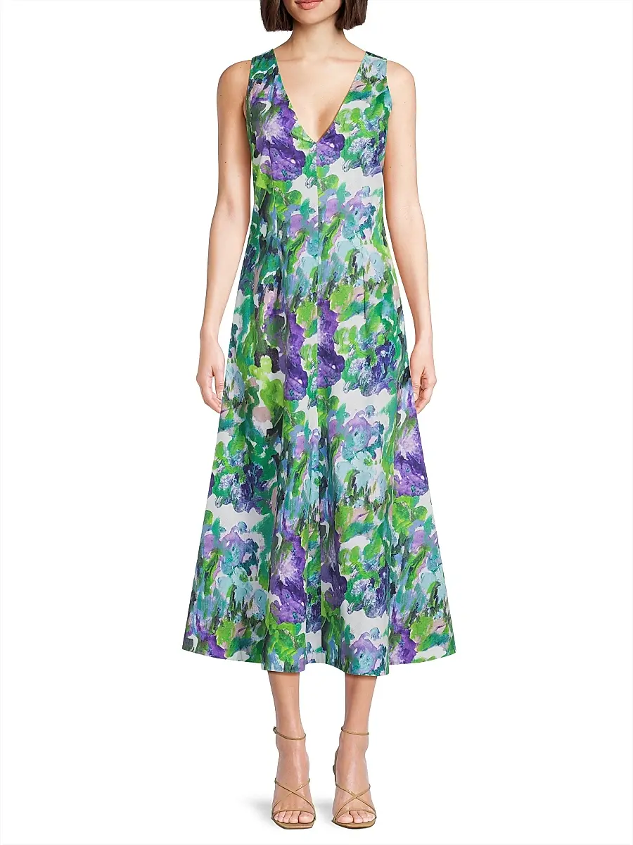 Natori Women's Ayame Floral Watercolor-Print Maxi Dress | Thumbnail 3 Natori Women's Ayame Floral Watercolor-Print Maxi Dress | Thumbnail 3