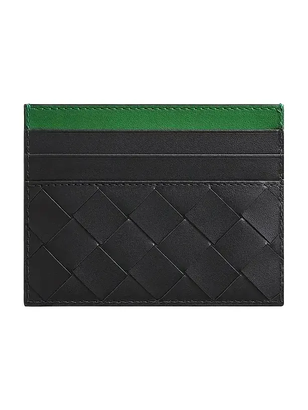 Men's Intrecciato Leather & Hardware Card Holder