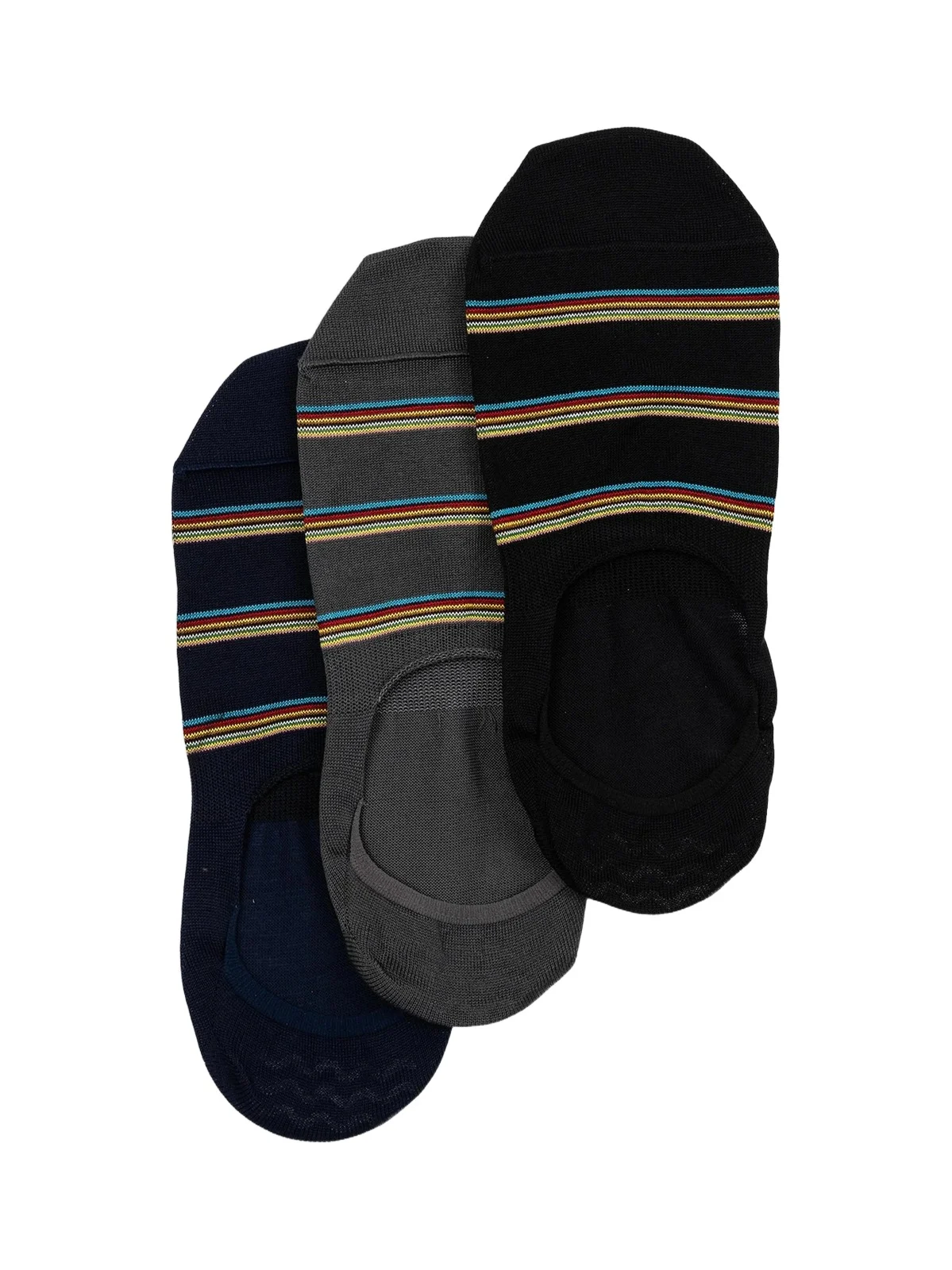 Men's 3-Pack Striped No Show Socks Set