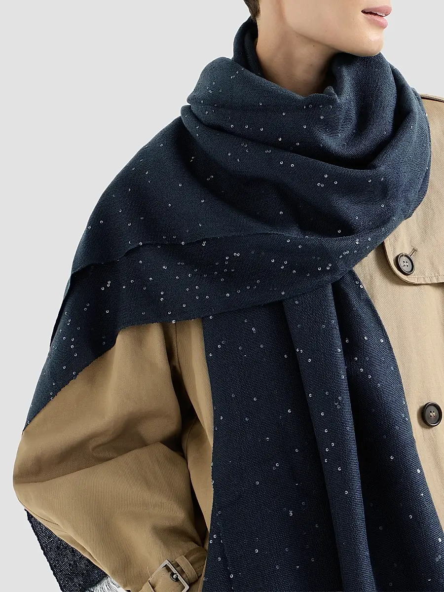 Brunello Cucinelli Women's Cashmere And Silk Diamond Yarn Scarf | Thumbnail 2 Brunello Cucinelli Women's Cashmere And Silk Diamond Yarn Scarf | Thumbnail 2
