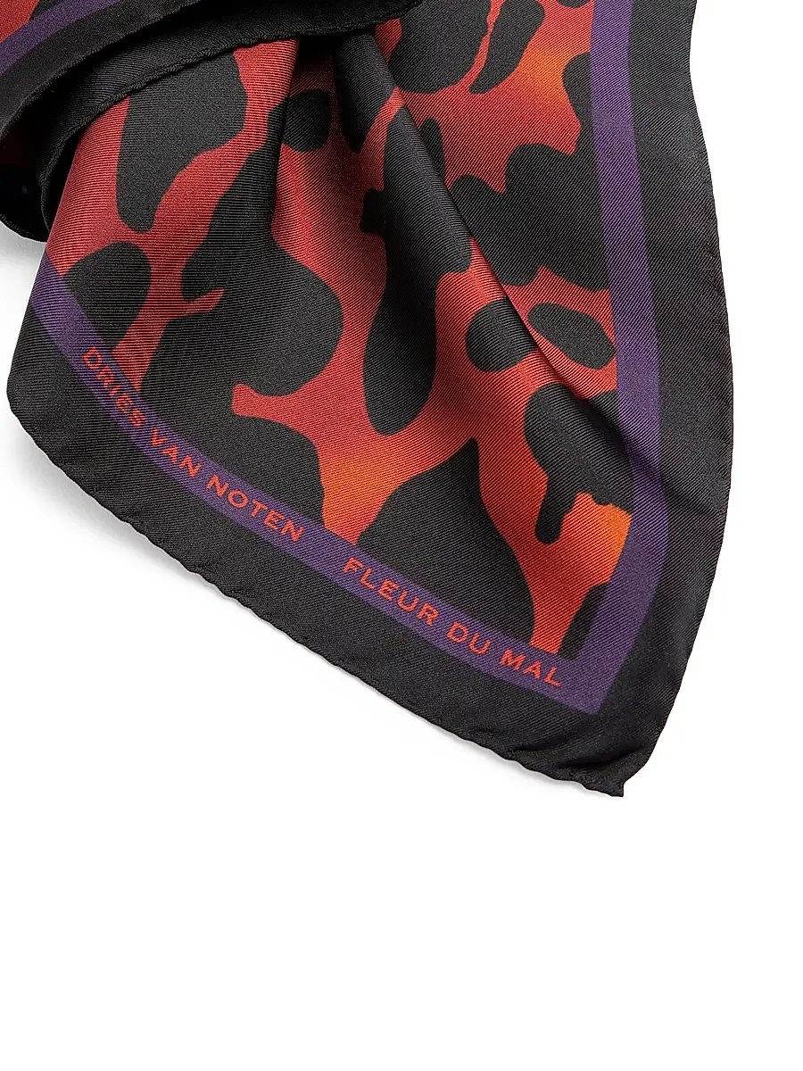 Dries Van Noten Women's Foulard Fleur Du Mal Silk Scarf | Thumbnail 2 Dries Van Noten Women's Foulard Fleur Du Mal Silk Scarf | Thumbnail 2