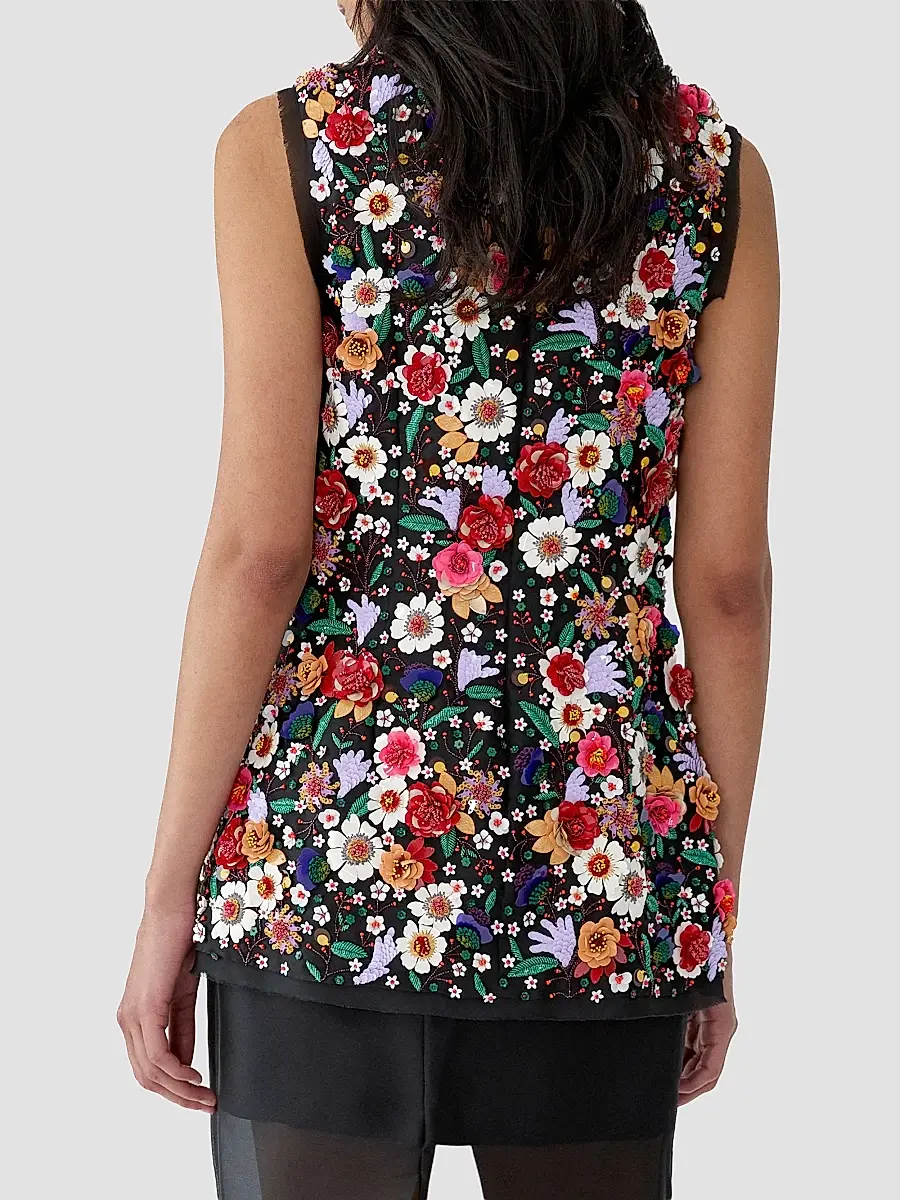 Carolina Herrera Women's 3D Floral Silk Sleeveless Top | Thumbnail 3