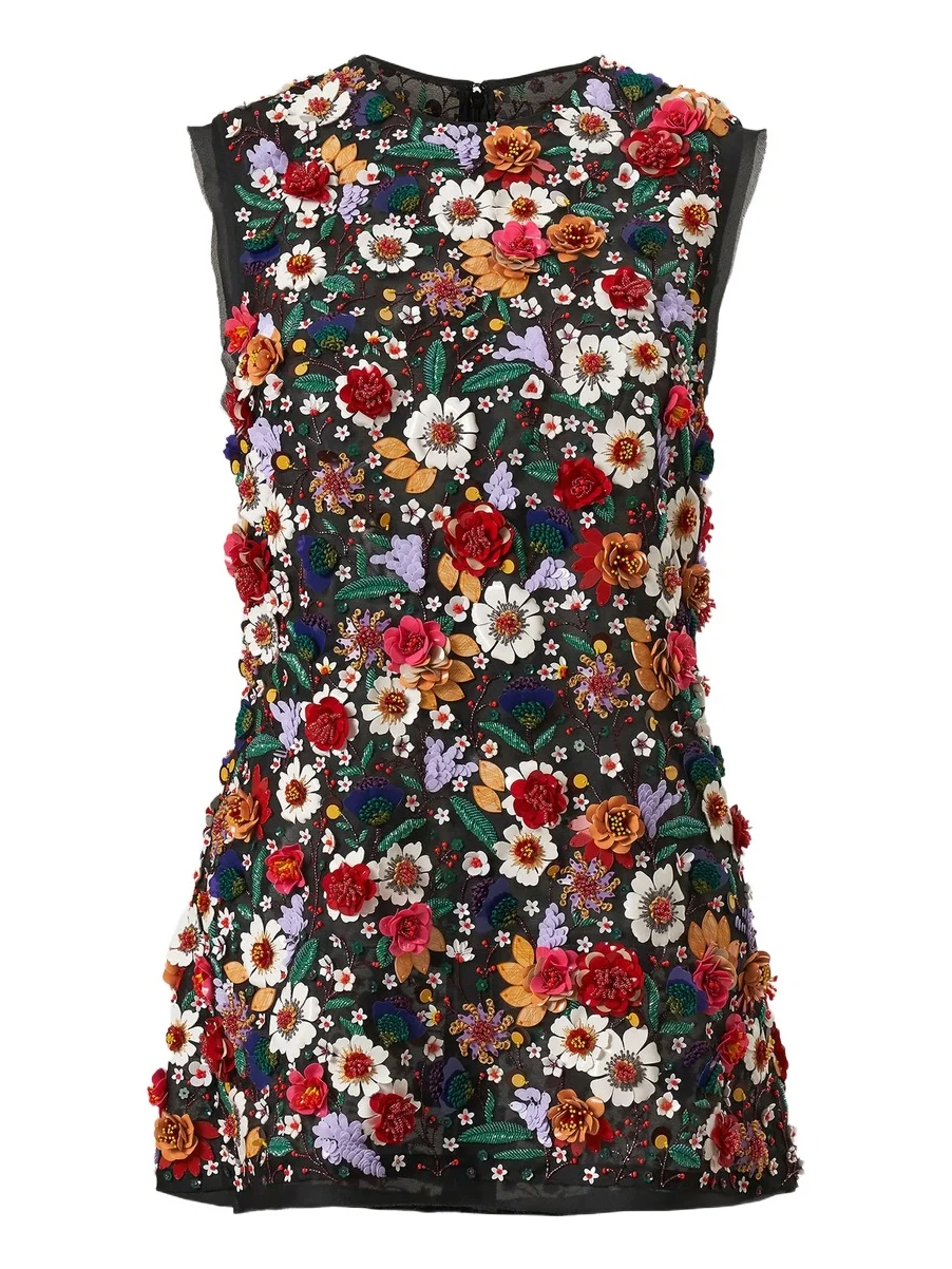 Women's 3D Floral Silk Sleeveless Top