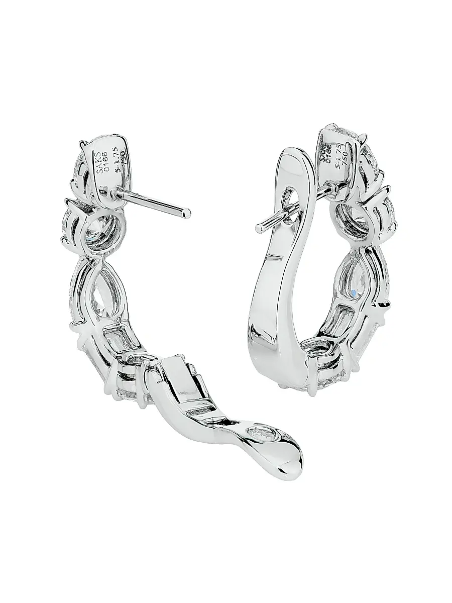Diamonds at Saks Fifth Avenue Women's 18K White Gold & 3.47 TCW Diamond Huggies | Thumbnail 3 Diamonds at Saks Fifth Avenue Women's 18K White Gold & 3.47 TCW Diamond Huggies | Thumbnail 3