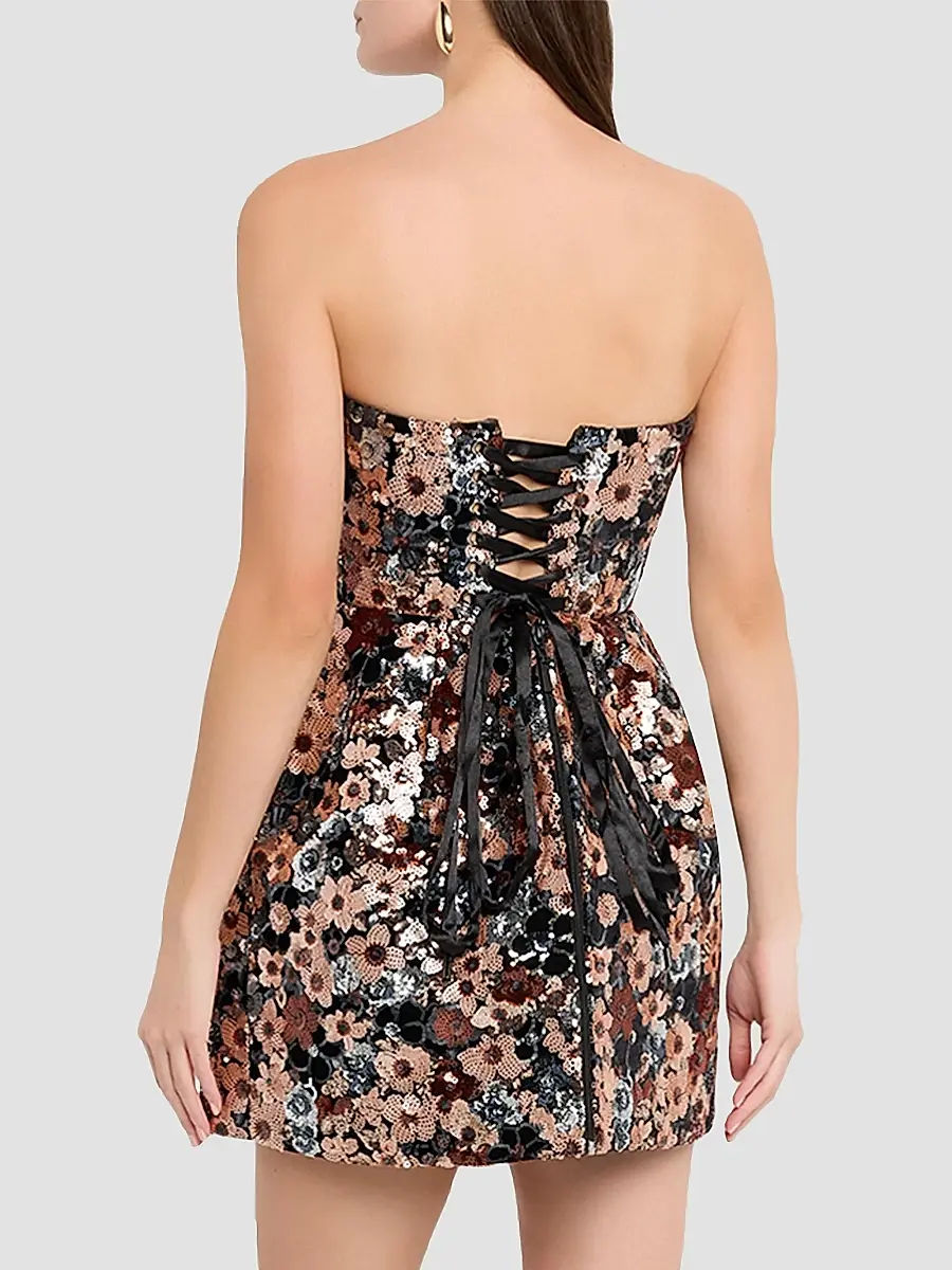 Bronx and Banco Women's Maraya Strapless Floral Sequin Minidress | Thumbnail 4 Bronx and Banco Women's Maraya Strapless Floral Sequin Minidress | Thumbnail 4