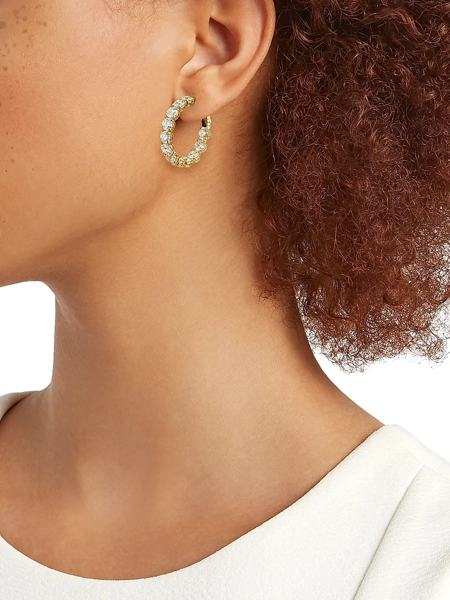 Diamonds at Saks Fifth Avenue Women's 18K Yellow Gold & 7.37 TCW Diamond Hoop Earrings | Thumbnail 2 Diamonds at Saks Fifth Avenue Women's 18K Yellow Gold & 7.37 TCW Diamond Hoop Earrings | Thumbnail 2