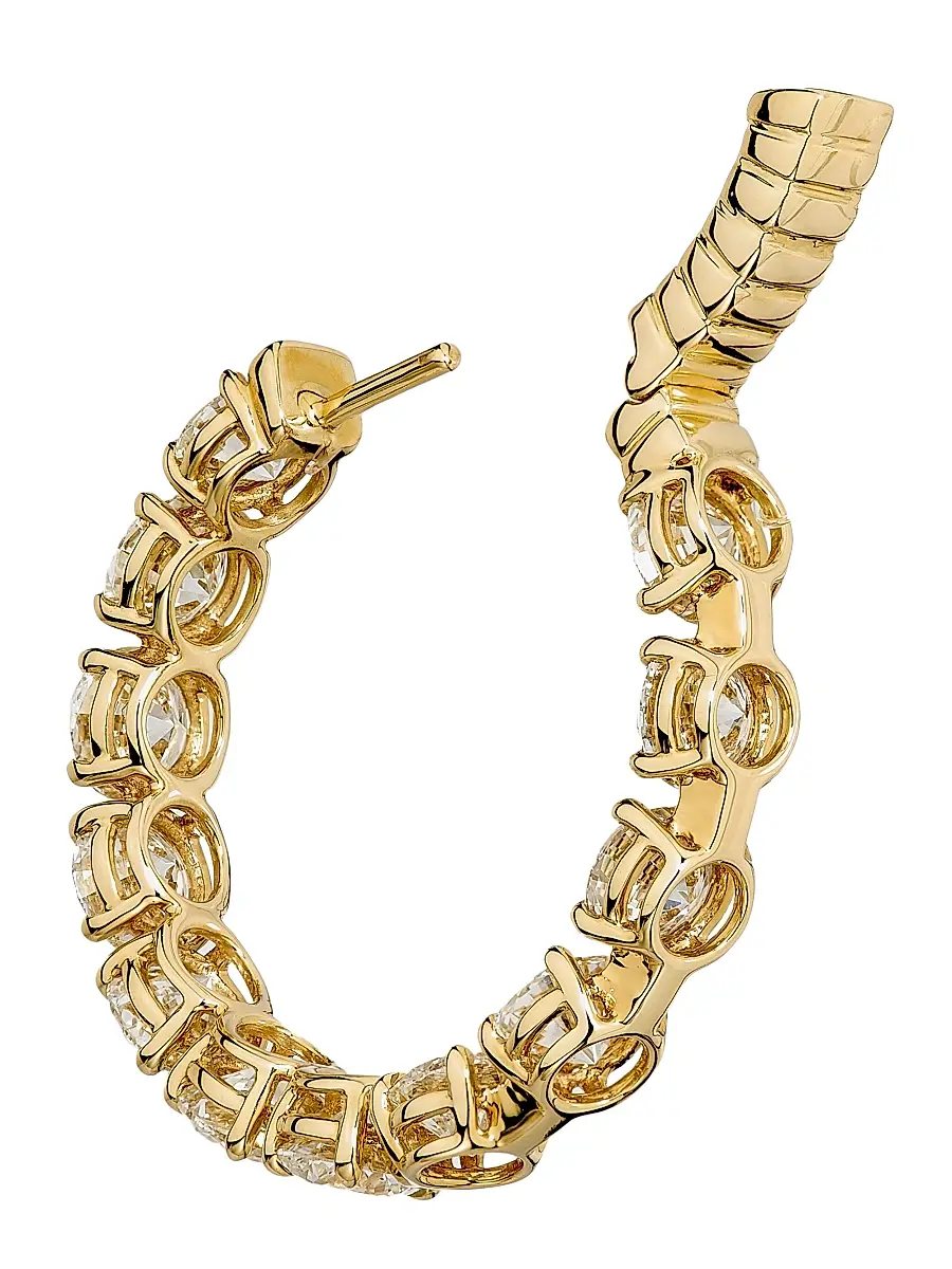 Diamonds at Saks Fifth Avenue Women's 18K Yellow Gold & 7.37 TCW Diamond Hoop Earrings | Thumbnail 3 Diamonds at Saks Fifth Avenue Women's 18K Yellow Gold & 7.37 TCW Diamond Hoop Earrings | Thumbnail 3
