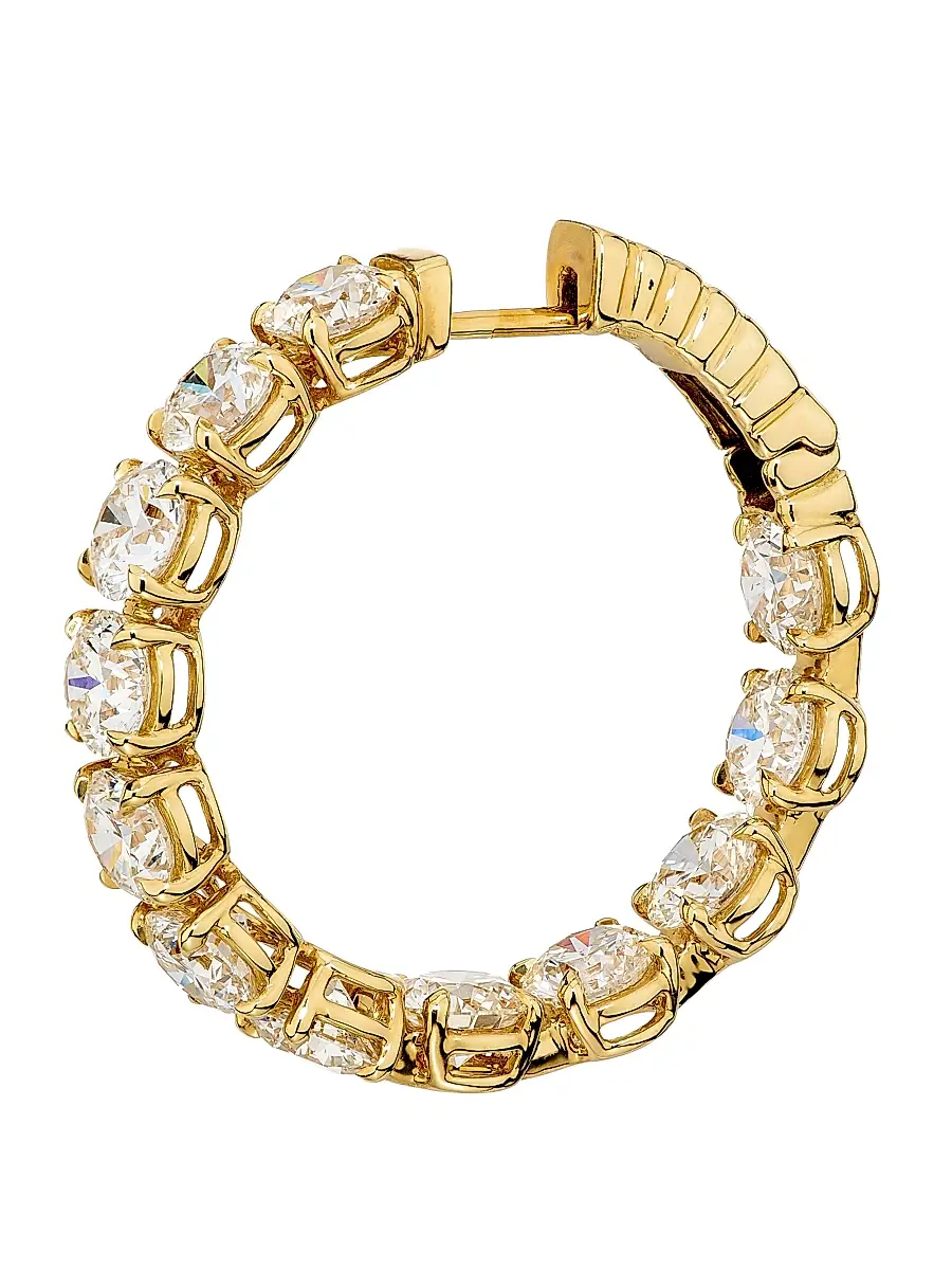 Diamonds at Saks Fifth Avenue Women's 18K Yellow Gold & 7.37 TCW Diamond Hoop Earrings | Thumbnail 4 Diamonds at Saks Fifth Avenue Women's 18K Yellow Gold & 7.37 TCW Diamond Hoop Earrings | Thumbnail 4