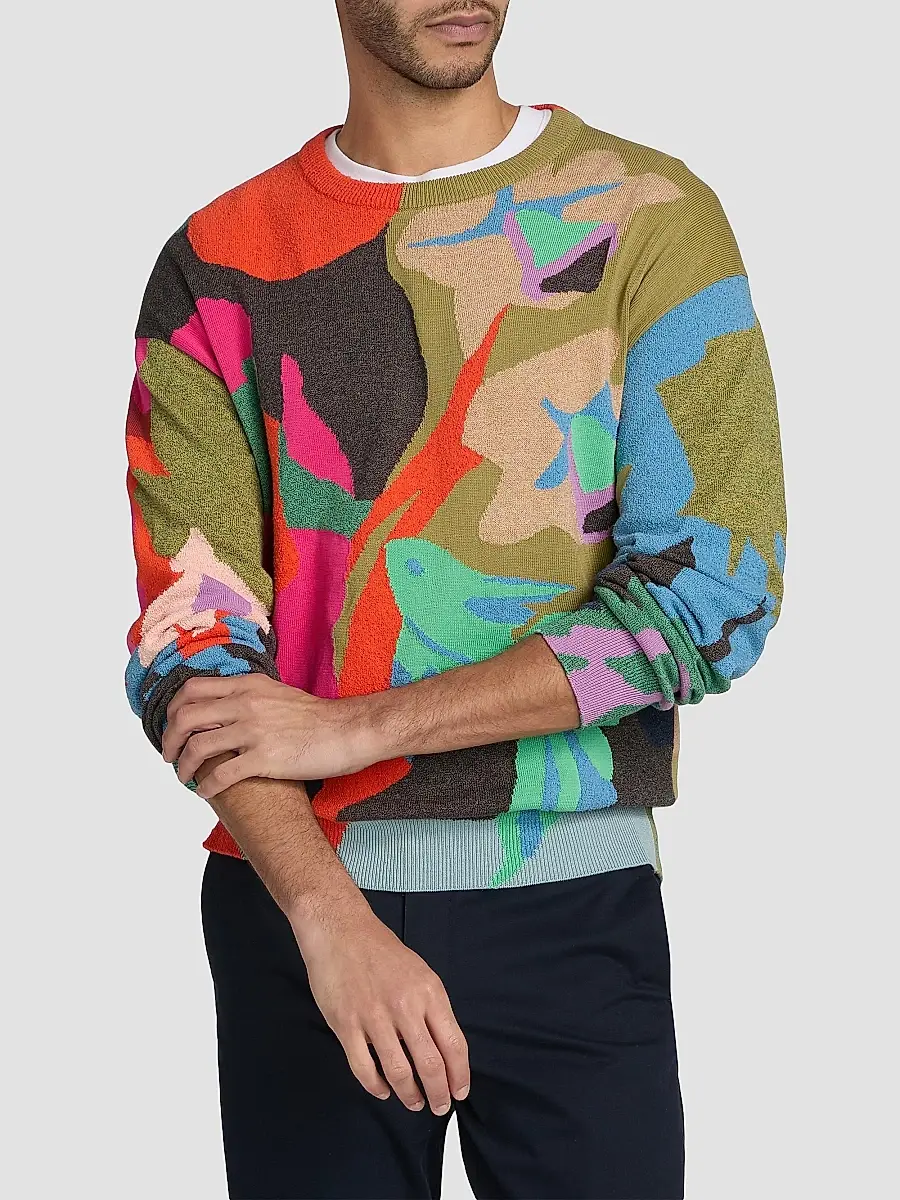Paul Smith Men's Fish Cotton-Nylon Crewneck Sweater | Thumbnail 3 Paul Smith Men's Fish Cotton-Nylon Crewneck Sweater | Thumbnail 3