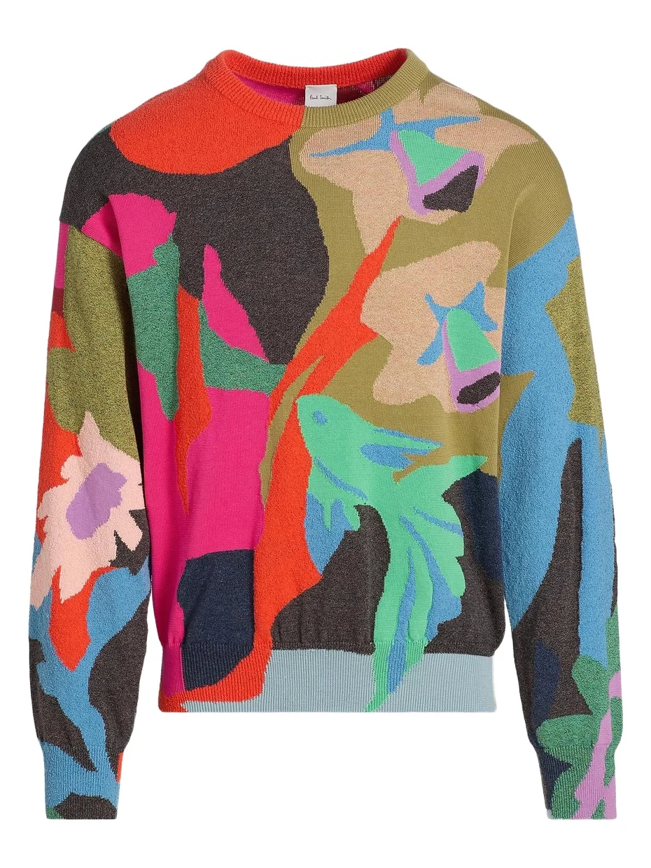 Paul Smith Men's Fish Cotton-Nylon Crewneck Sweater