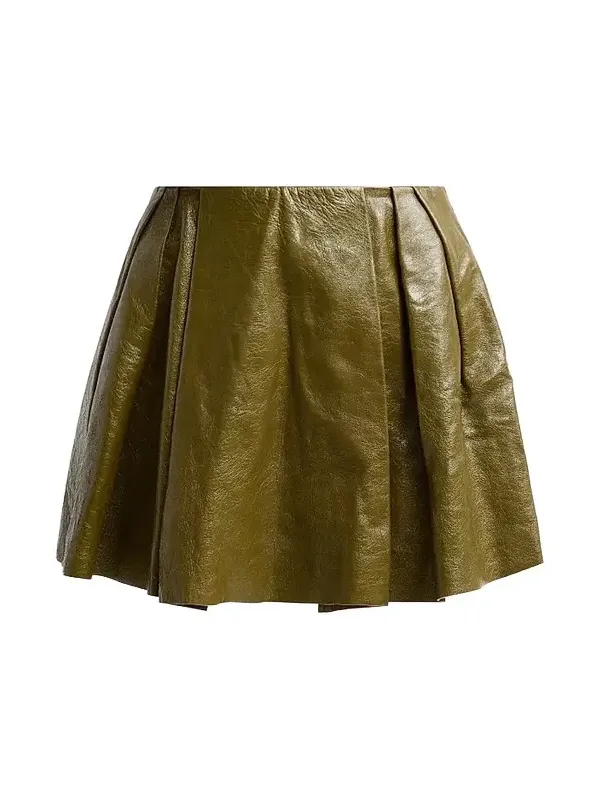 Women's Sophie Crinkled Leather A-Line Mini Skirt